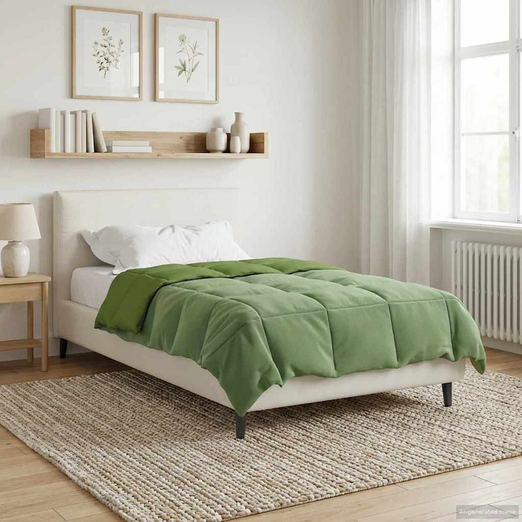 vidaXL Ganzjahresbettdecke Gepolstert Grün 140 x 220 cm Mikrofaser