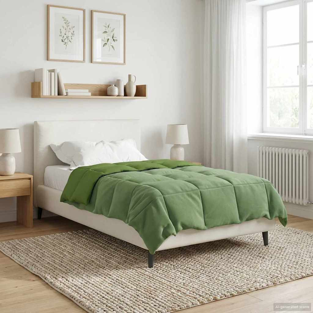 vidaXL Ganzjahresbettdecke Gepolstert Grün 155 x 220 cm Mikrofaser
