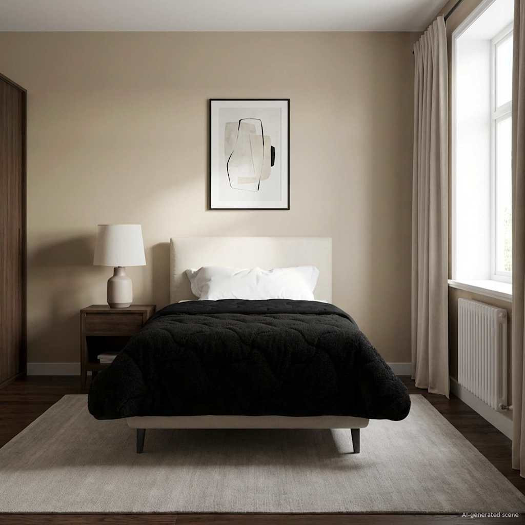 vidaXL Ganzjahresbettdecke Gepolstert Schwarz 135 x 220 cm