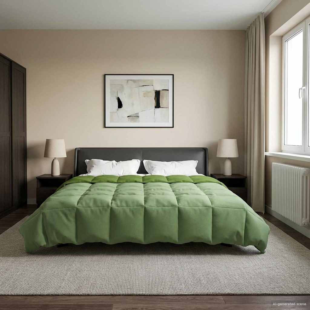 vidaXL Ganzjahresbettdecke Gepolstert Grün 200 x 220 cm Mikrofaser