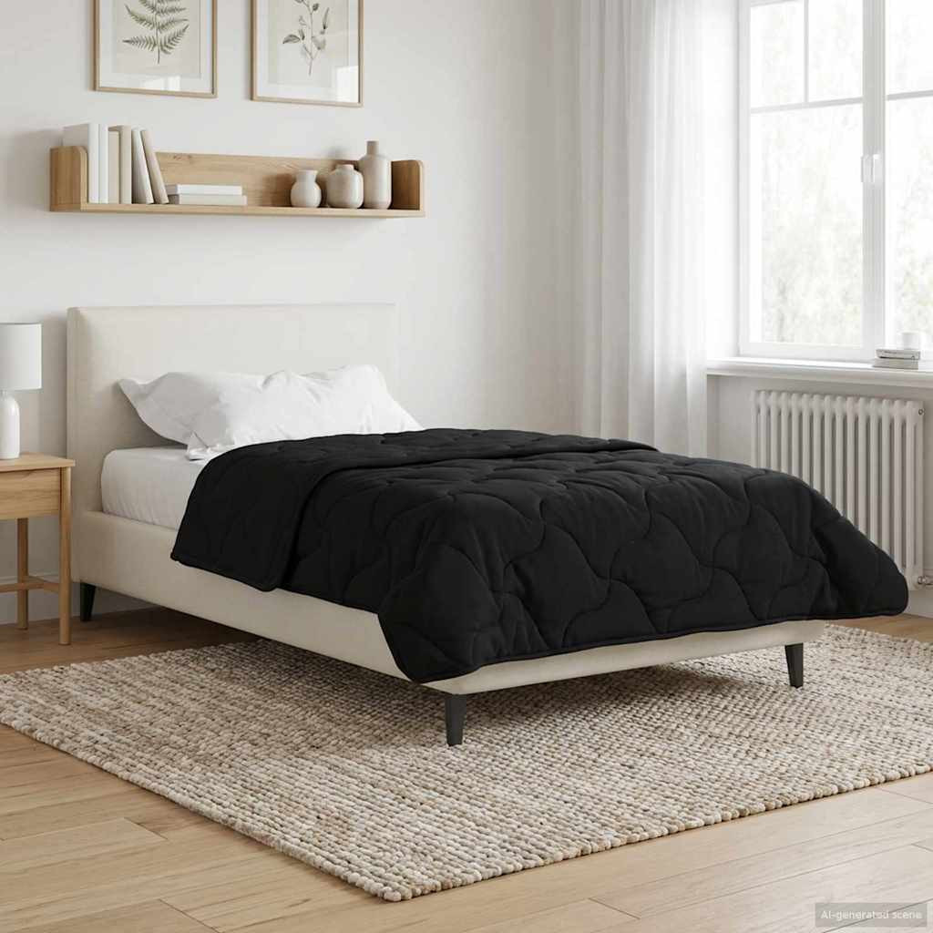 vidaXL Ganzjahresbettdecke Gepolstert Schwarz 140 x 220 cm