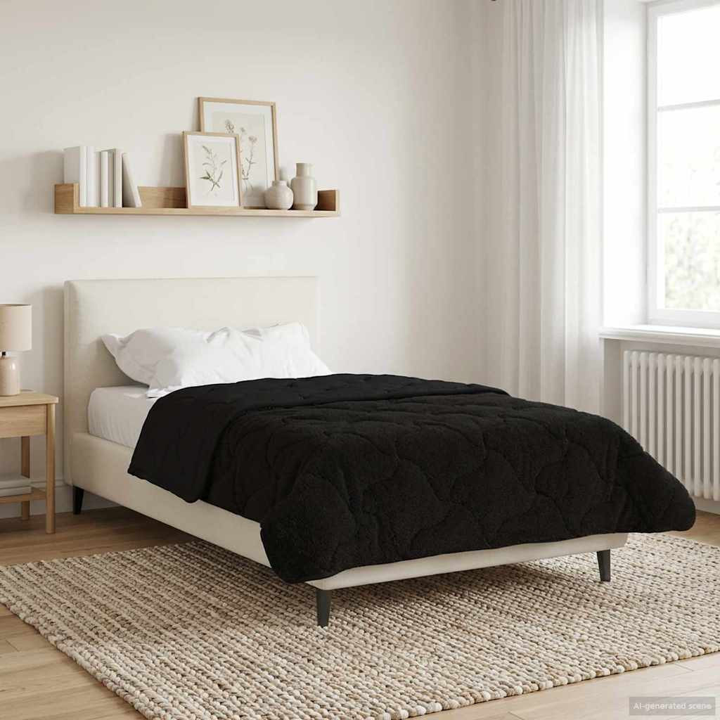 vidaXL Ganzjahresbettdecke Gepolstert Schwarz 155 x 220 cm