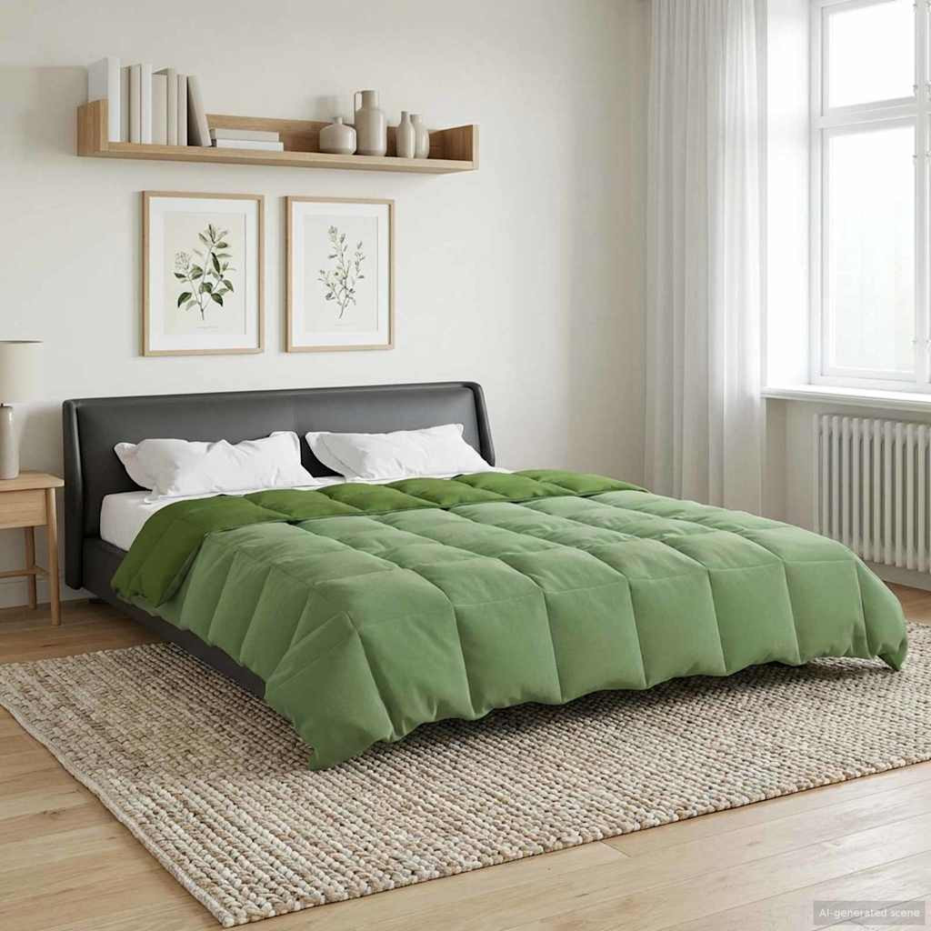 vidaXL Ganzjahresbettdecke Gepolstert Grün 220 x 240 cm Mikrofaser