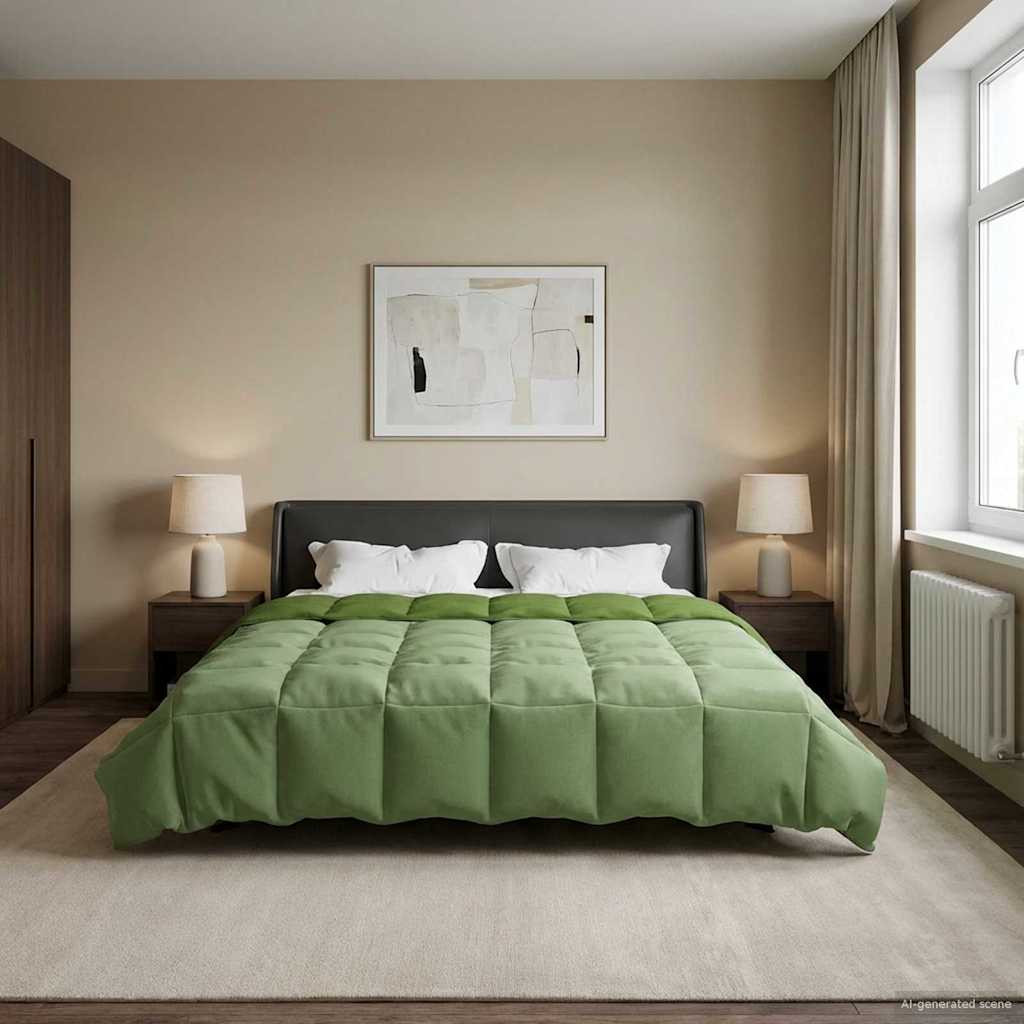 vidaXL Ganzjahresbettdecke Gepolstert Grün 220 x 260 cm Mikrofaser