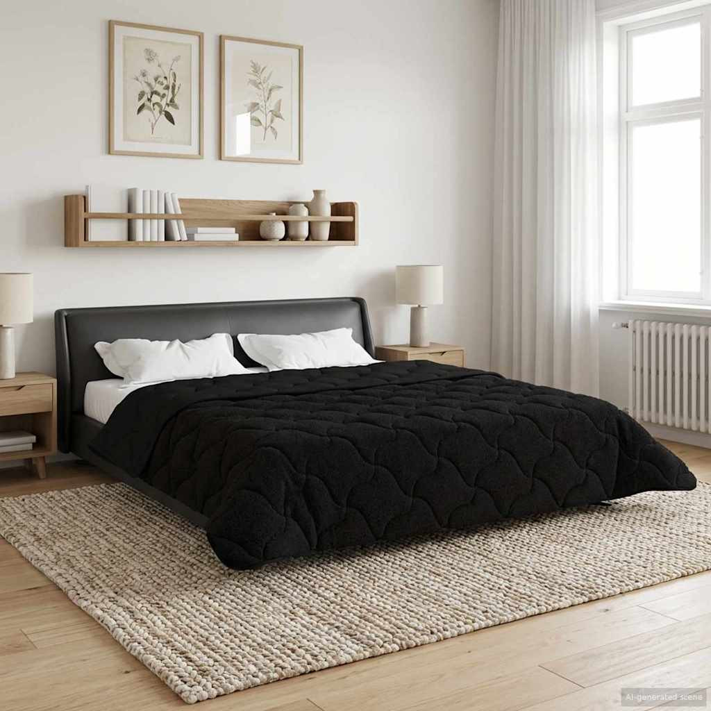 vidaXL Ganzjahresbettdecke Gepolstert Schwarz 220 x 240 cm