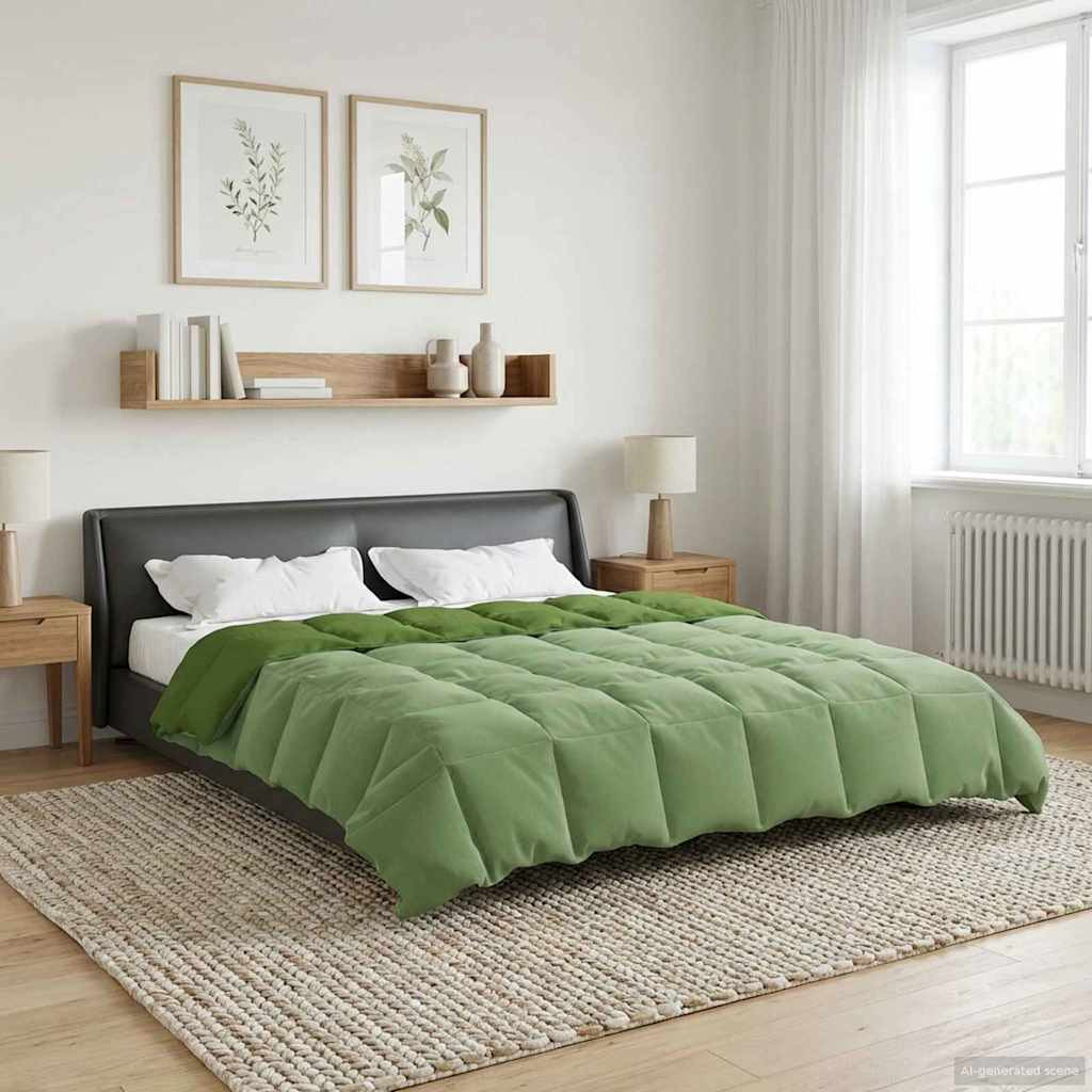 vidaXL Ganzjahresbettdecke Gepolstert Grün 240 x 260 cm Mikrofaser