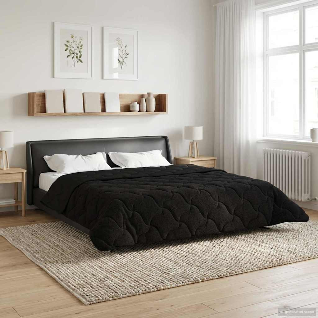 vidaXL Ganzjahresbettdecke Gepolstert Schwarz 220 x 260 cm