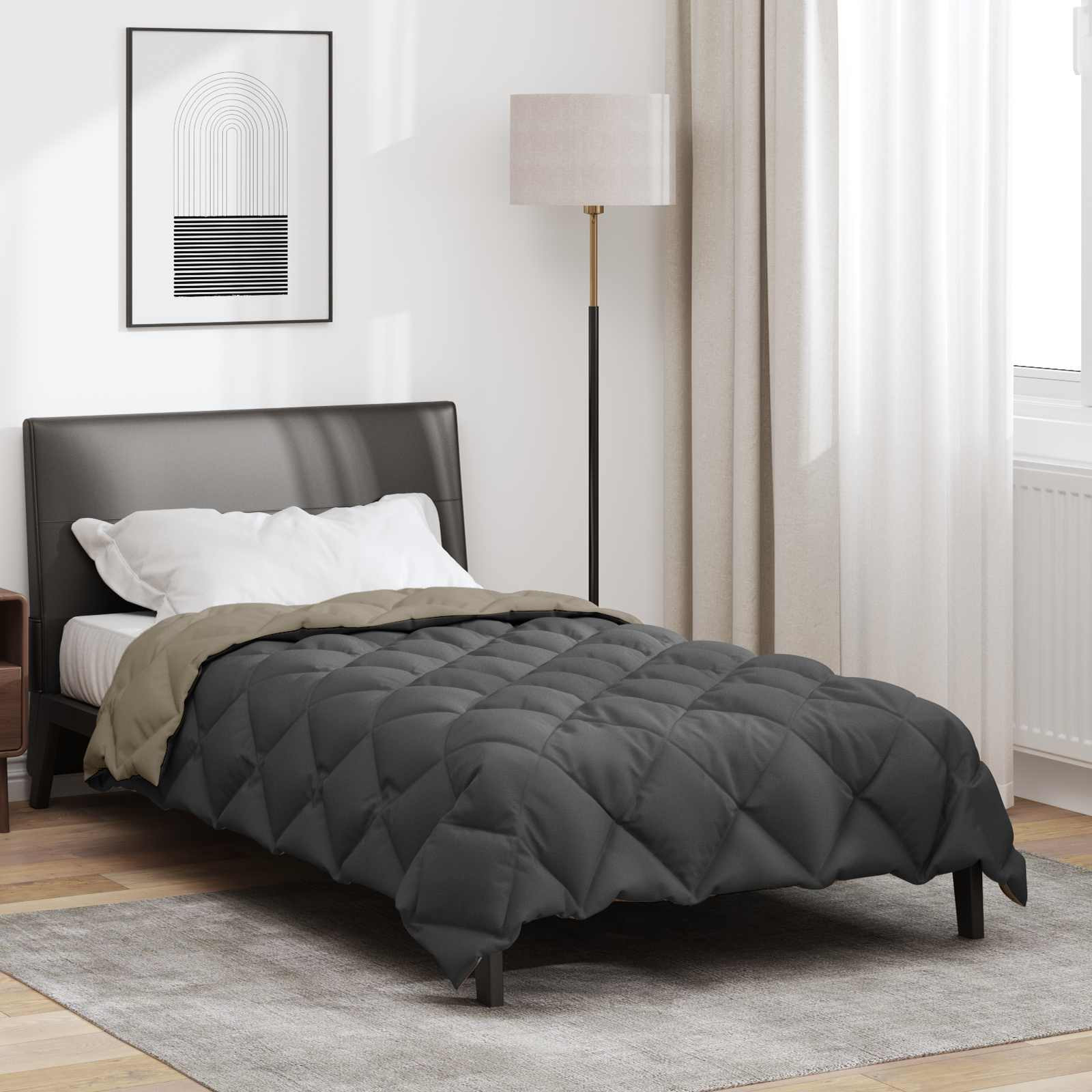 vidaXL Winterbettdecke 140 x 220 cm 450 g/m² Hellgrau und Anthrazit