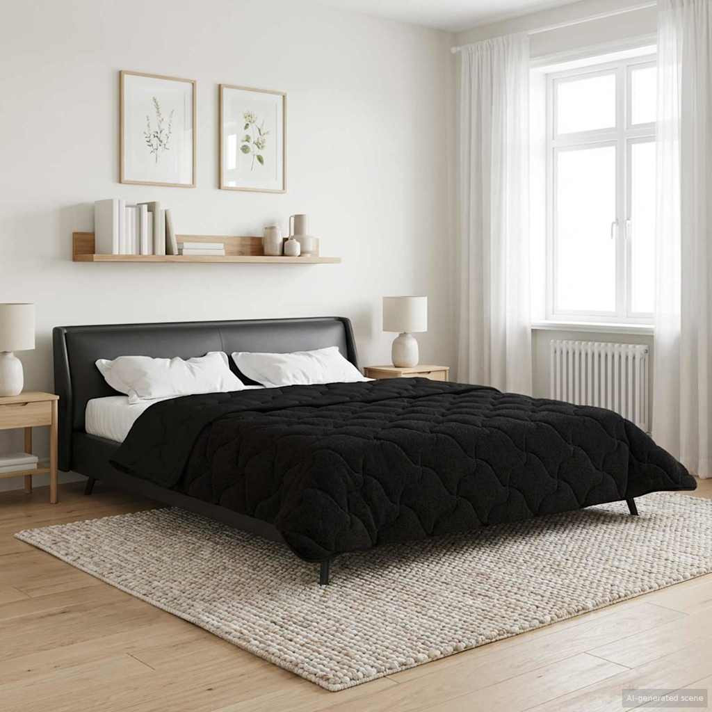vidaXL Ganzjahresbettdecke Gepolstert Schwarz 240 x 260 cm