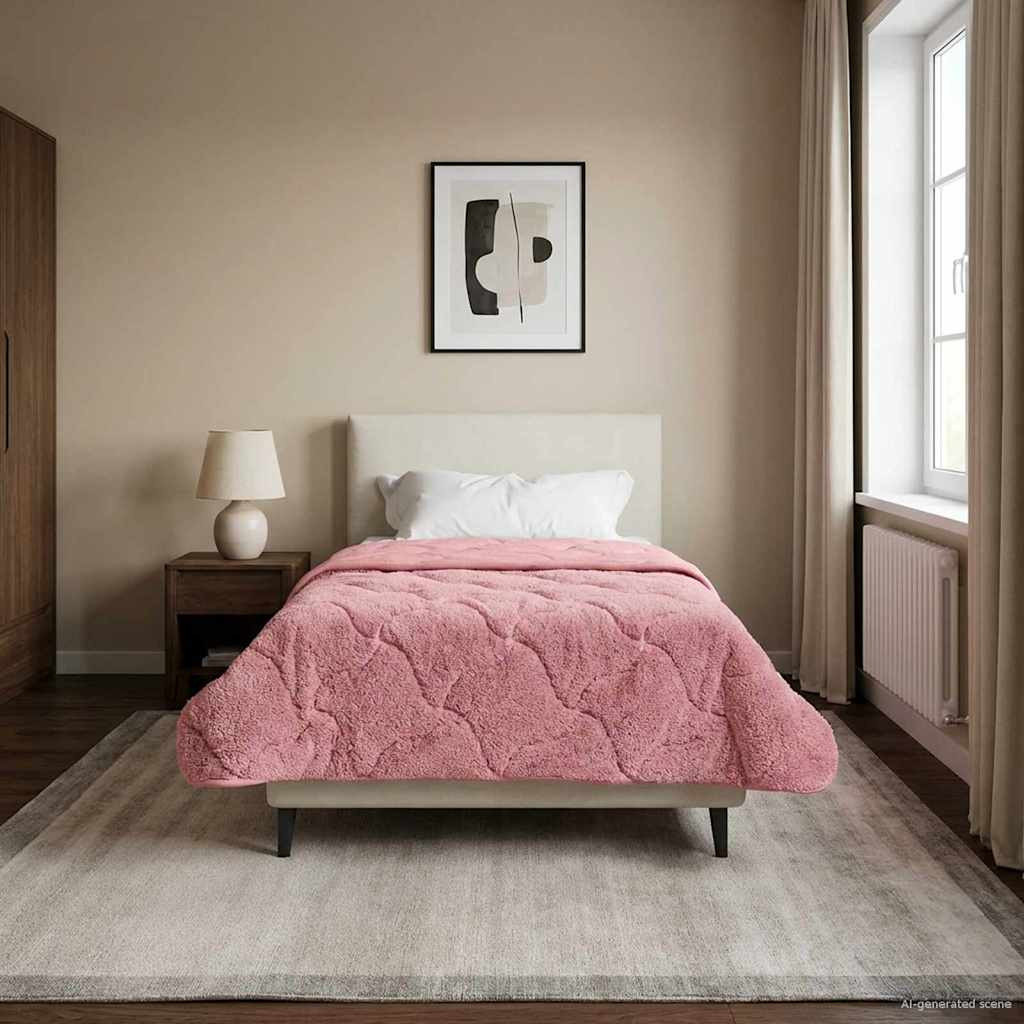vidaXL Ganzjahresbettdecke Gepolstert Rosa 155 x 220 cm