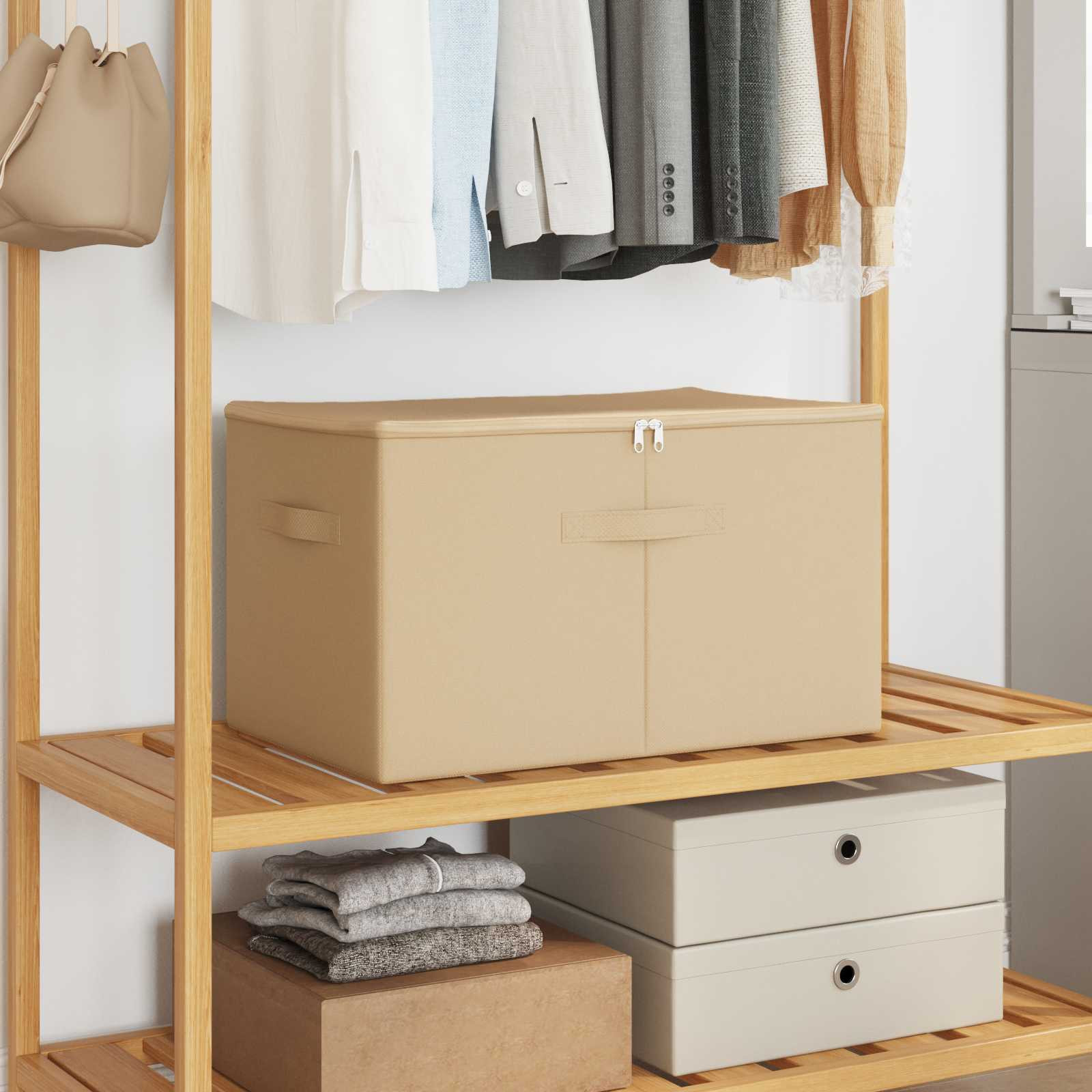 vidaXL Aufbewahrungsbox 2 Stk. Vliesstoff 55 x 35 x 32 cm 61,6 L Creme