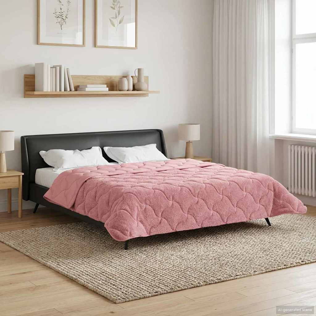 vidaXL Ganzjahresbettdecke Gepolstert Rosa 200 x 220 cm