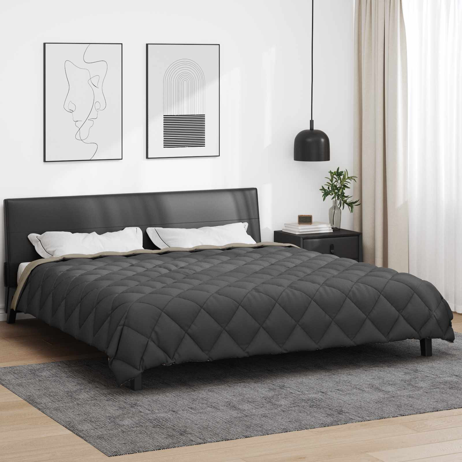 vidaXL Winterbettdecke 220 x 260 cm 450 g/m² Hellgrau und Anthrazit