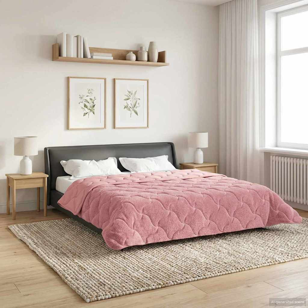 vidaXL Ganzjahresbettdecke Gepolstert Rosa 220 x 240 cm