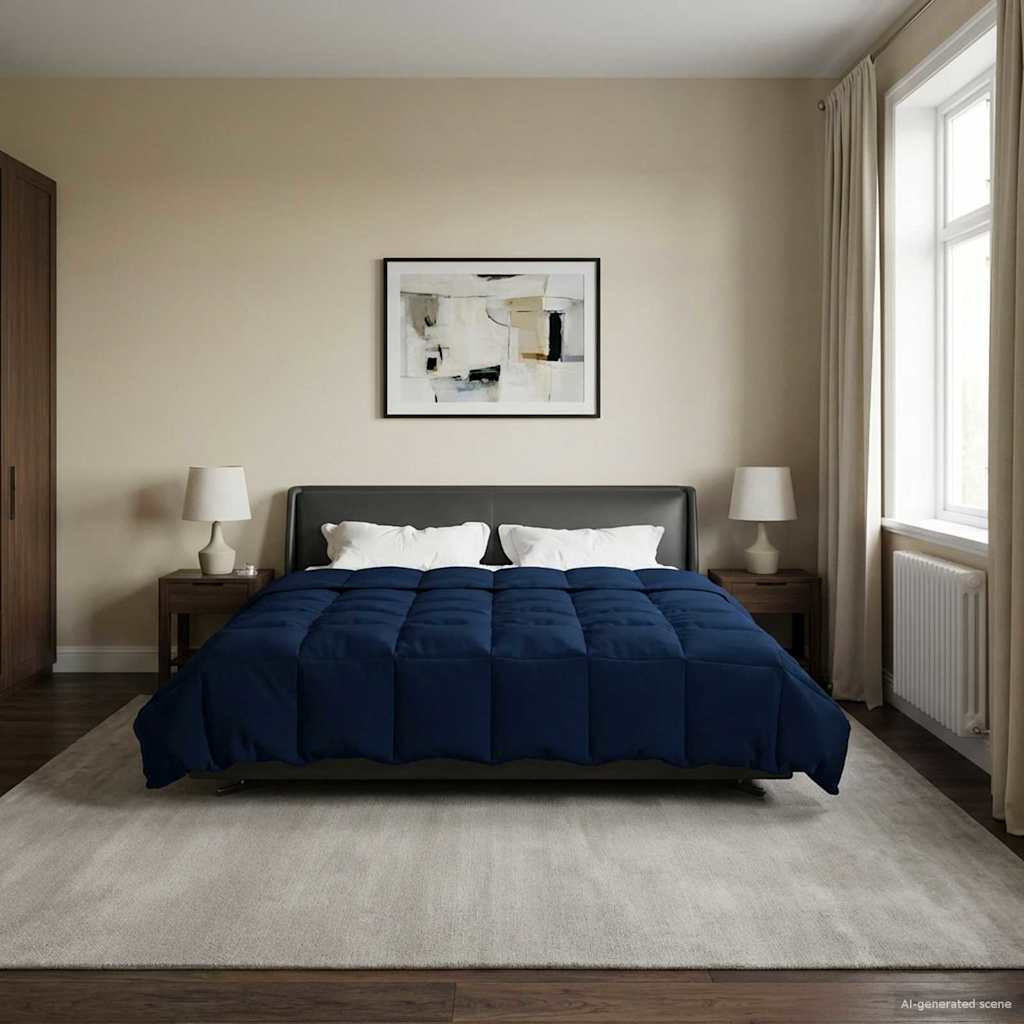 vidaXL Ganzjahresbettdecke Dunkelblau 200 x 220 cm Mikrofaser