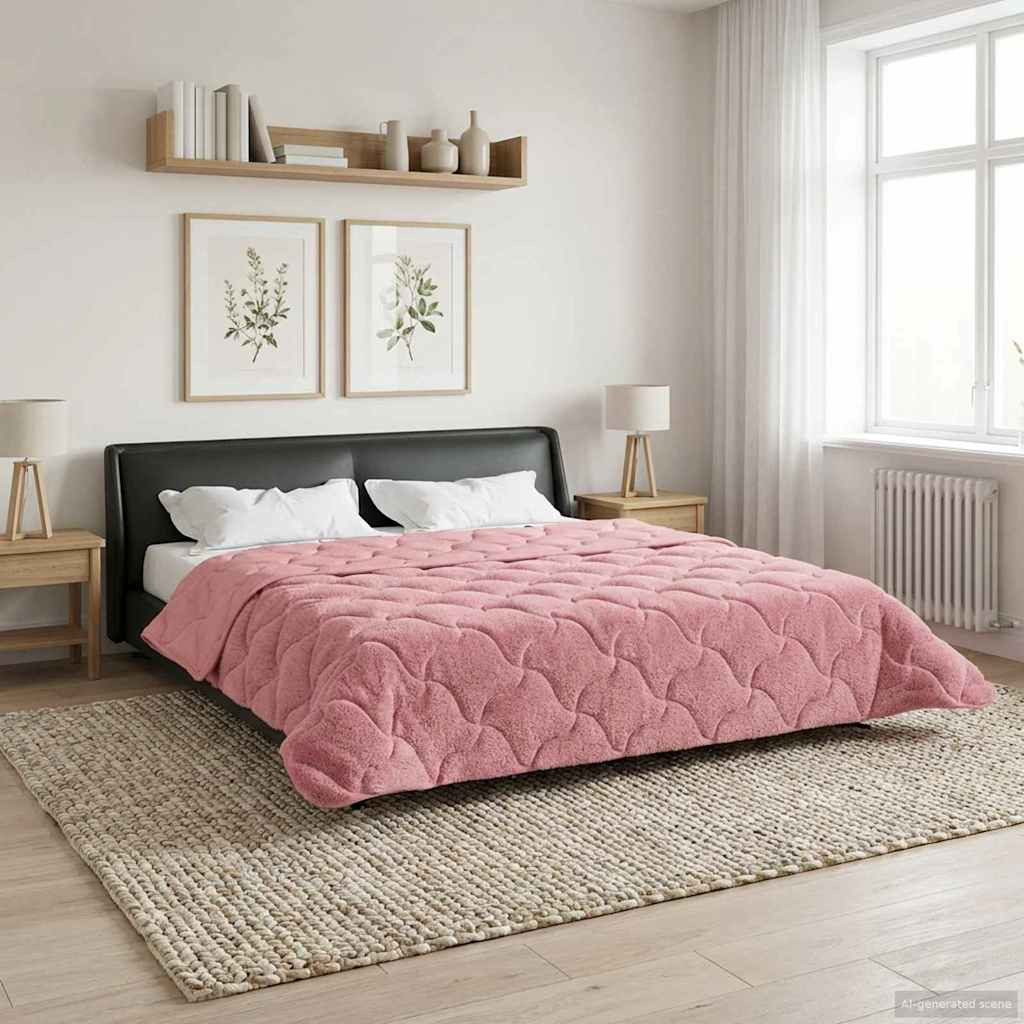 vidaXL Ganzjahresbettdecke Gepolstert Rosa 220 x 260 cm