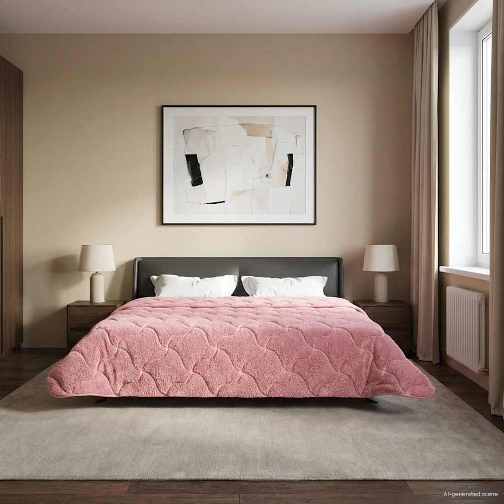 vidaXL Ganzjahresbettdecke Gepolstert Rosa 240 x 260 cm