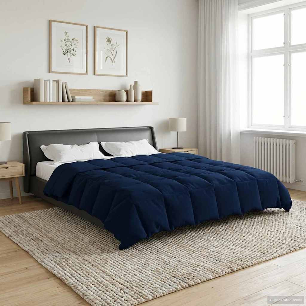vidaXL Ganzjahresbettdecke Dunkelblau 220 x 260 cm Mikrofaser