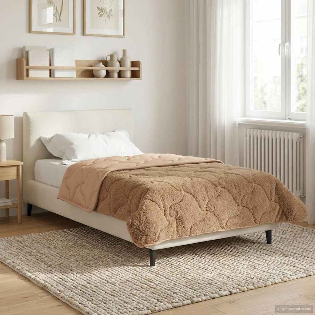 vidaXL Ganzjahresbettdecke Gepolstert Taupe 135 x 200 cm