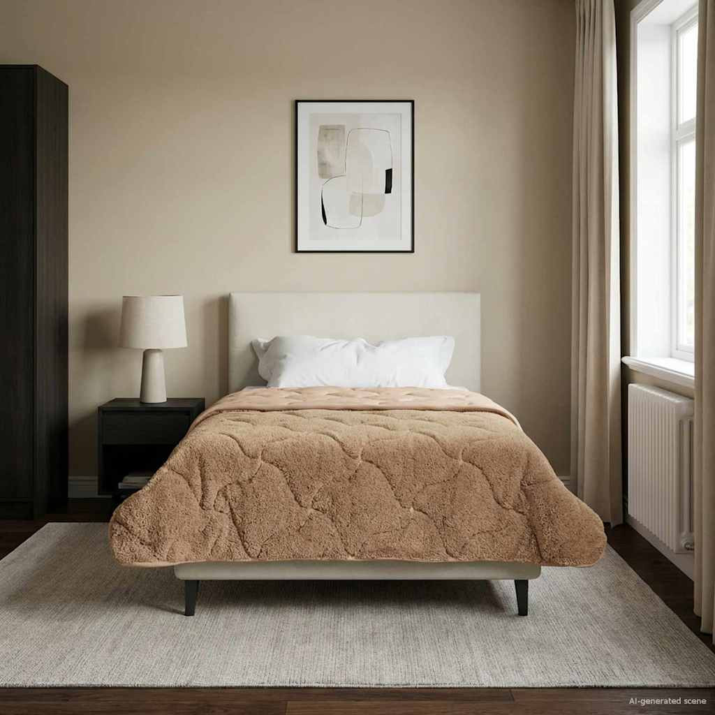 vidaXL Ganzjahresbettdecke Gepolstert Taupe 140 x 220 cm