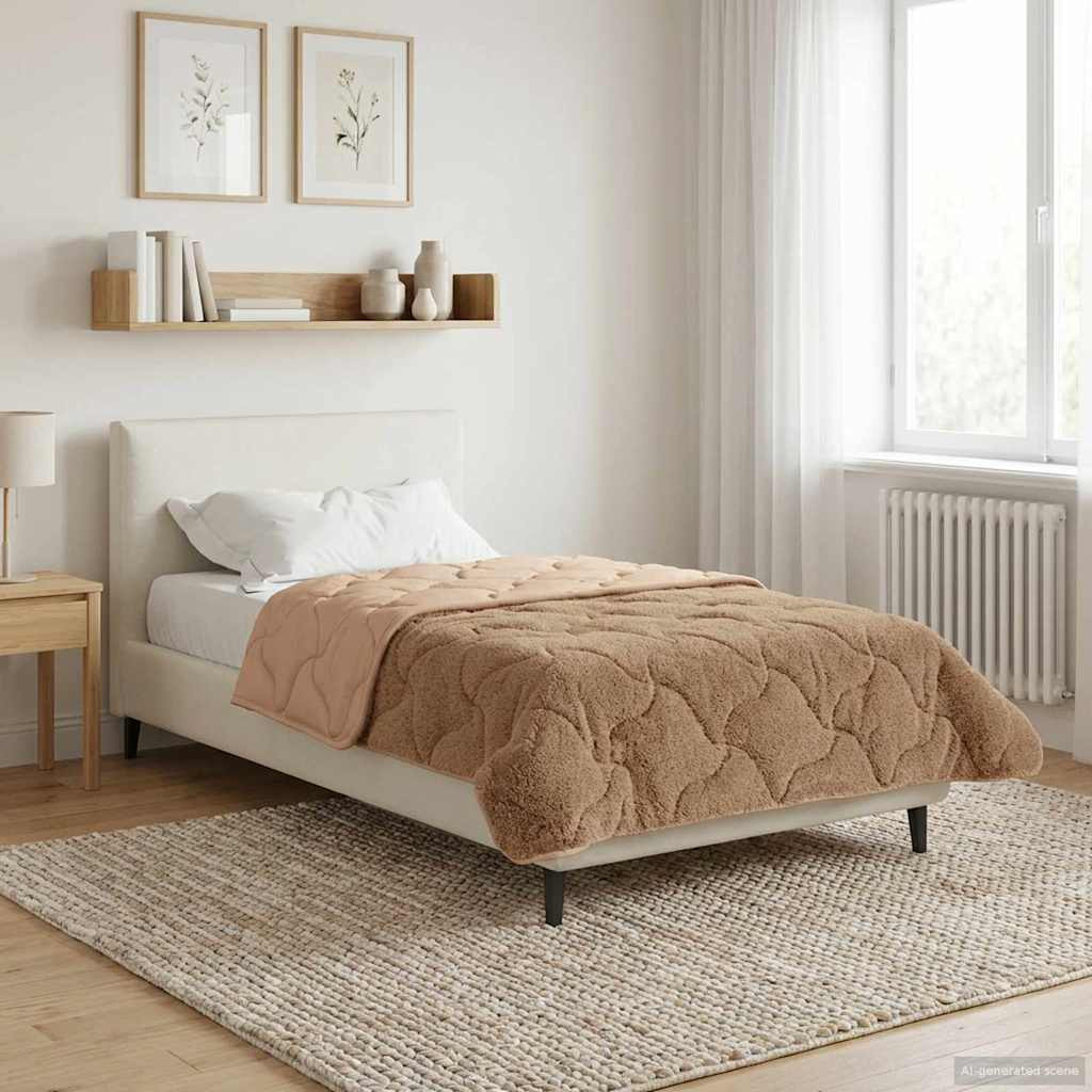 vidaXL Ganzjahresbettdecke Gepolstert Taupe 155 x 200 cm