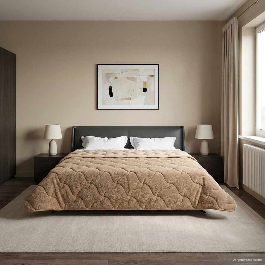 vidaXL Ganzjahresbettdecke Gepolstert Taupe 200 x 200 cm