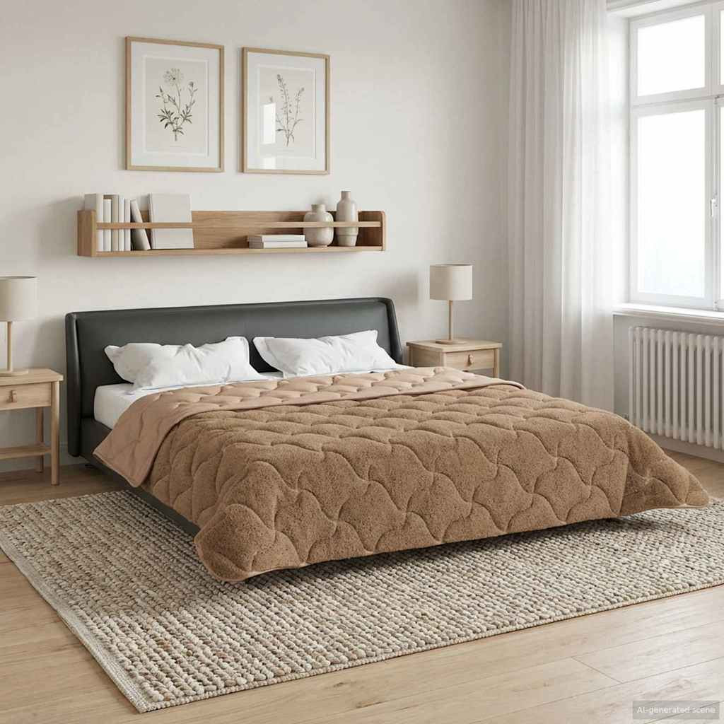 vidaXL Ganzjahresbettdecke Gepolstert Taupe 200 x 240 cm