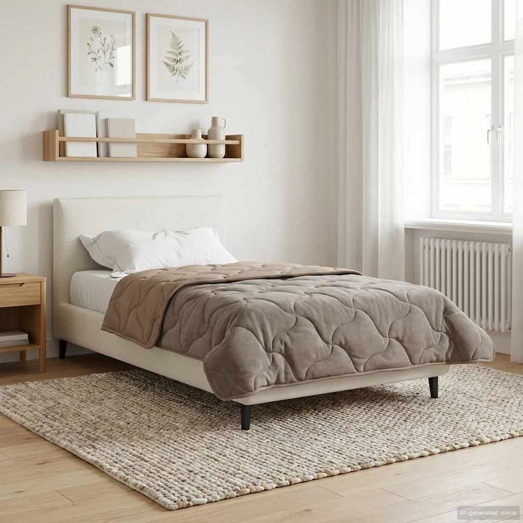 vidaXL Ganzjahresbettdecke Gepolstert Taupe 135 x 220 cm