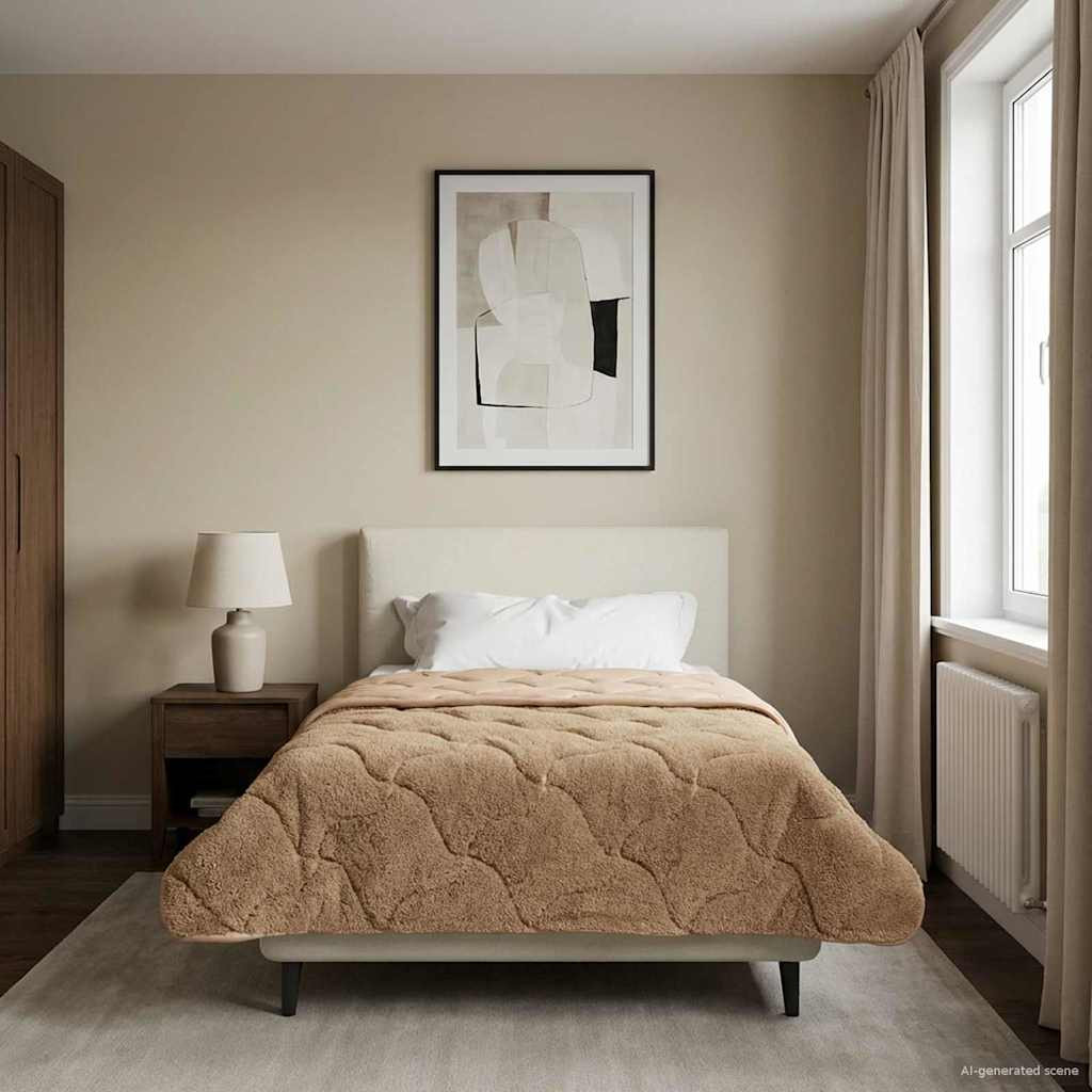vidaXL Ganzjahresbettdecke Gepolstert Taupe 140 x 220 cm