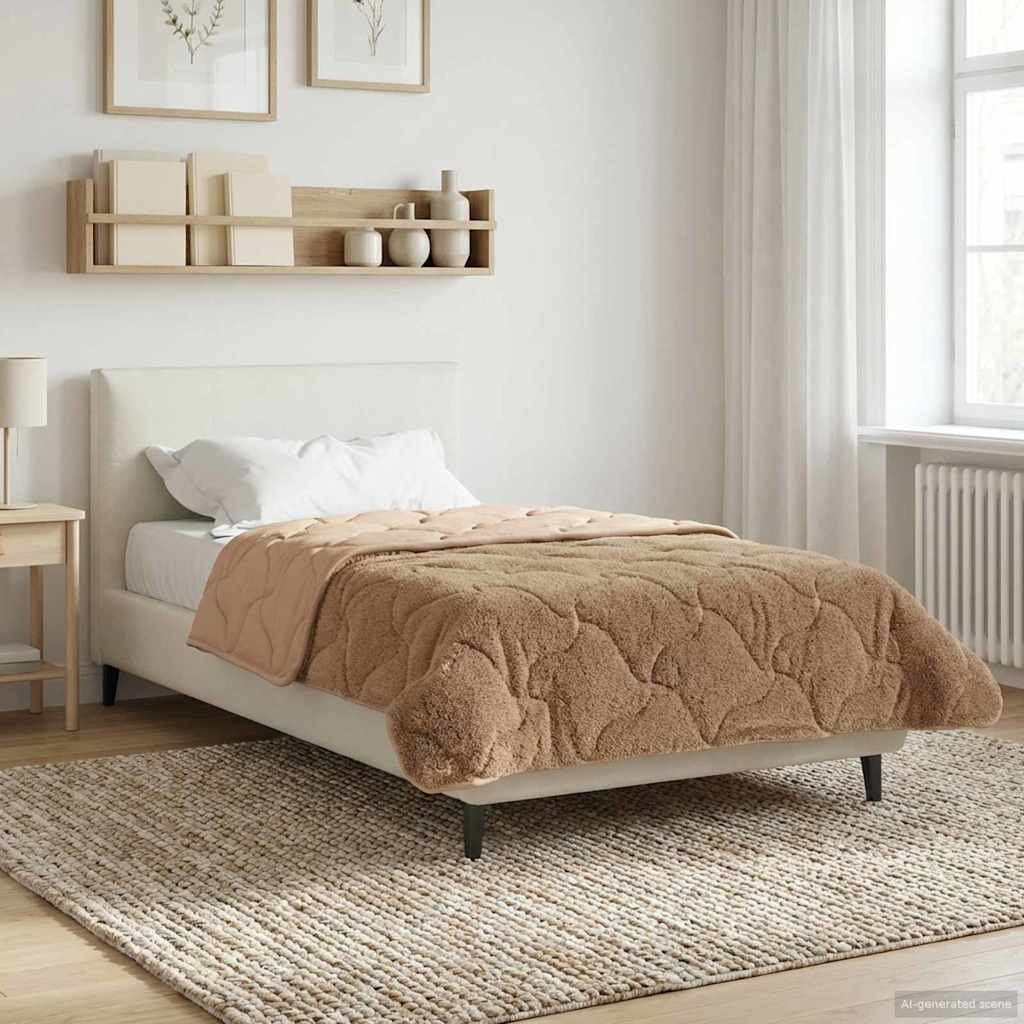 vidaXL Ganzjahresbettdecke Gepolstert Taupe 155 x 220 cm