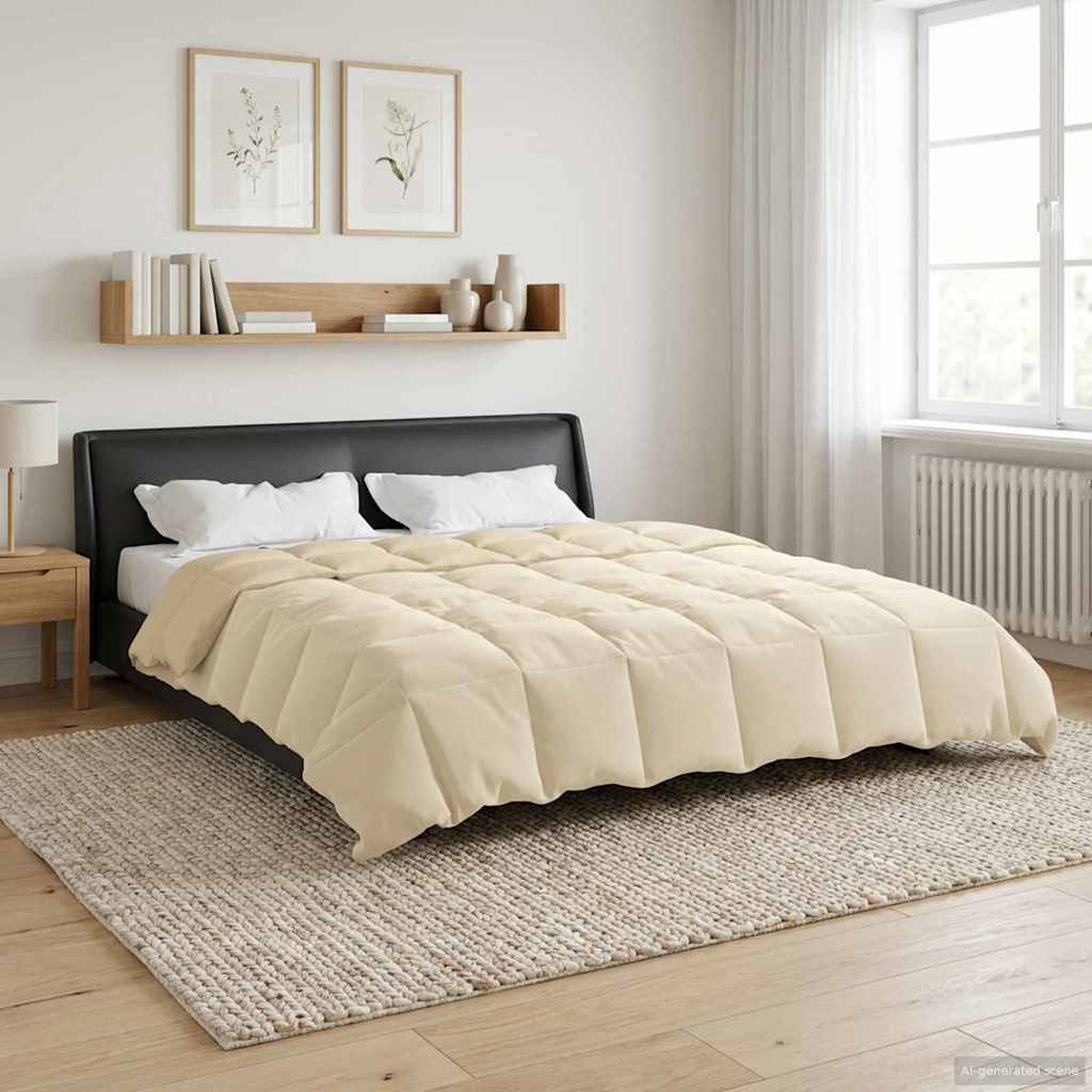 vidaXL Ganzjahresbettdecke Gepolstert Creme 200 x 200 cm Mikrofaser
