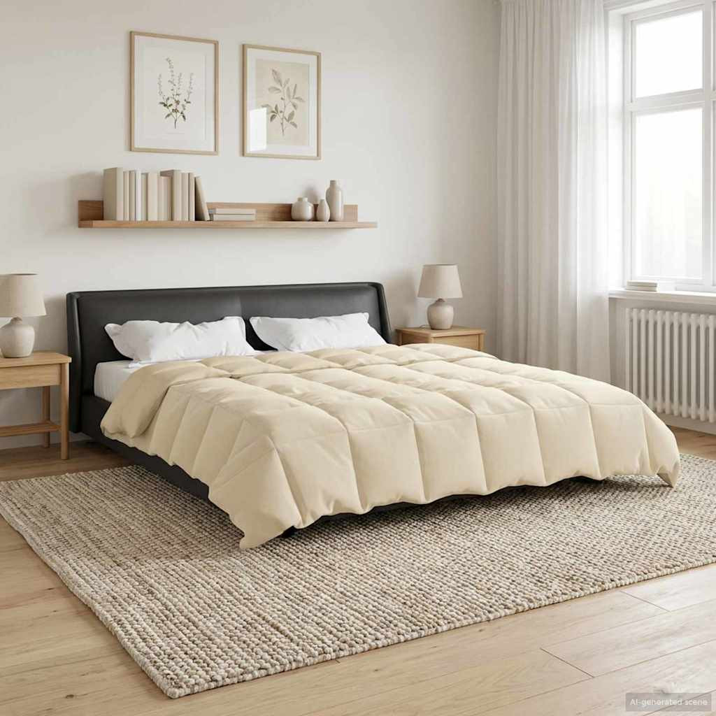 vidaXL Ganzjahresbettdecke Gepolstert Creme 200 x 240 cm Mikrofaser