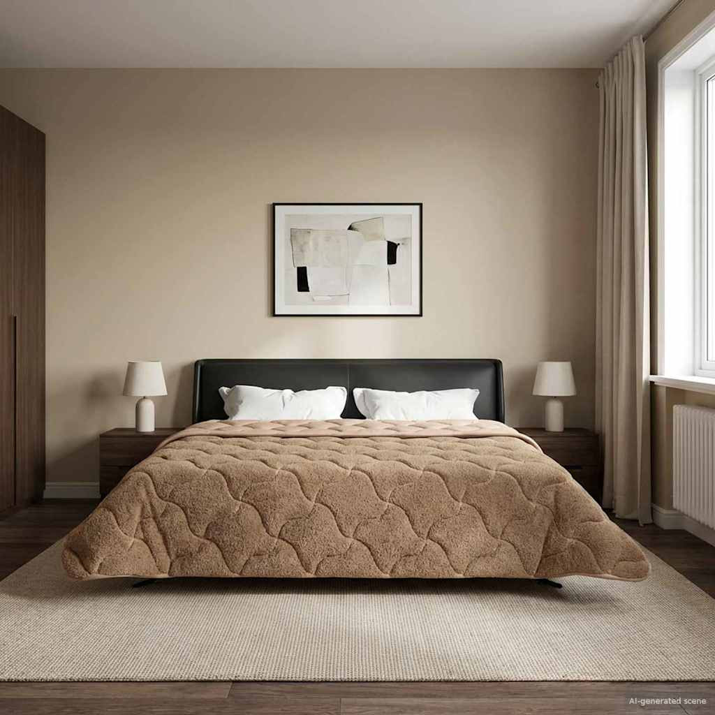 vidaXL Ganzjahresbettdecke Gepolstert Taupe 200 x 220 cm