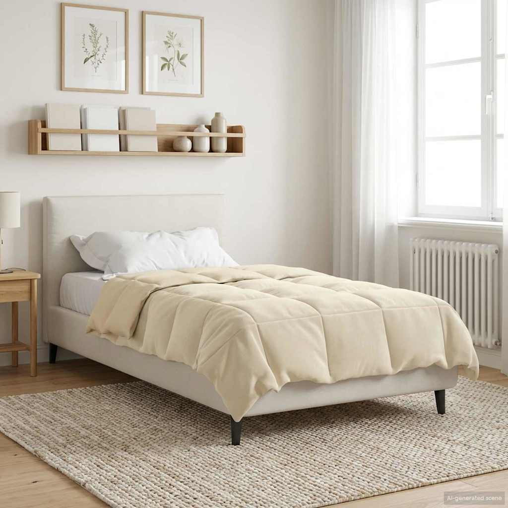 vidaXL Ganzjahresbettdecke Gepolstert Creme 135 x 220 cm Mikrofaser