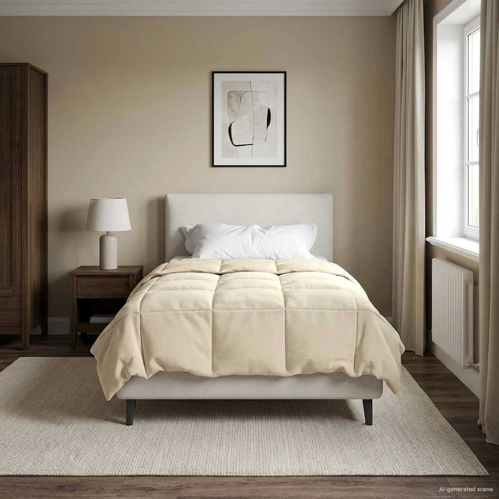 vidaXL Ganzjahresbettdecke Gepolstert Creme 140 x 220 cm Mikrofaser