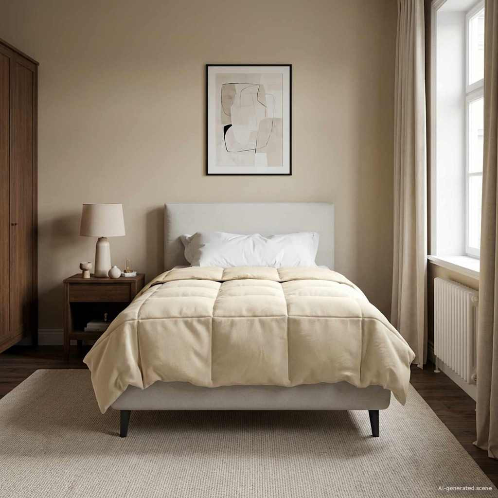 vidaXL Ganzjahresbettdecke Gepolstert Creme 155 x 220 cm Mikrofaser