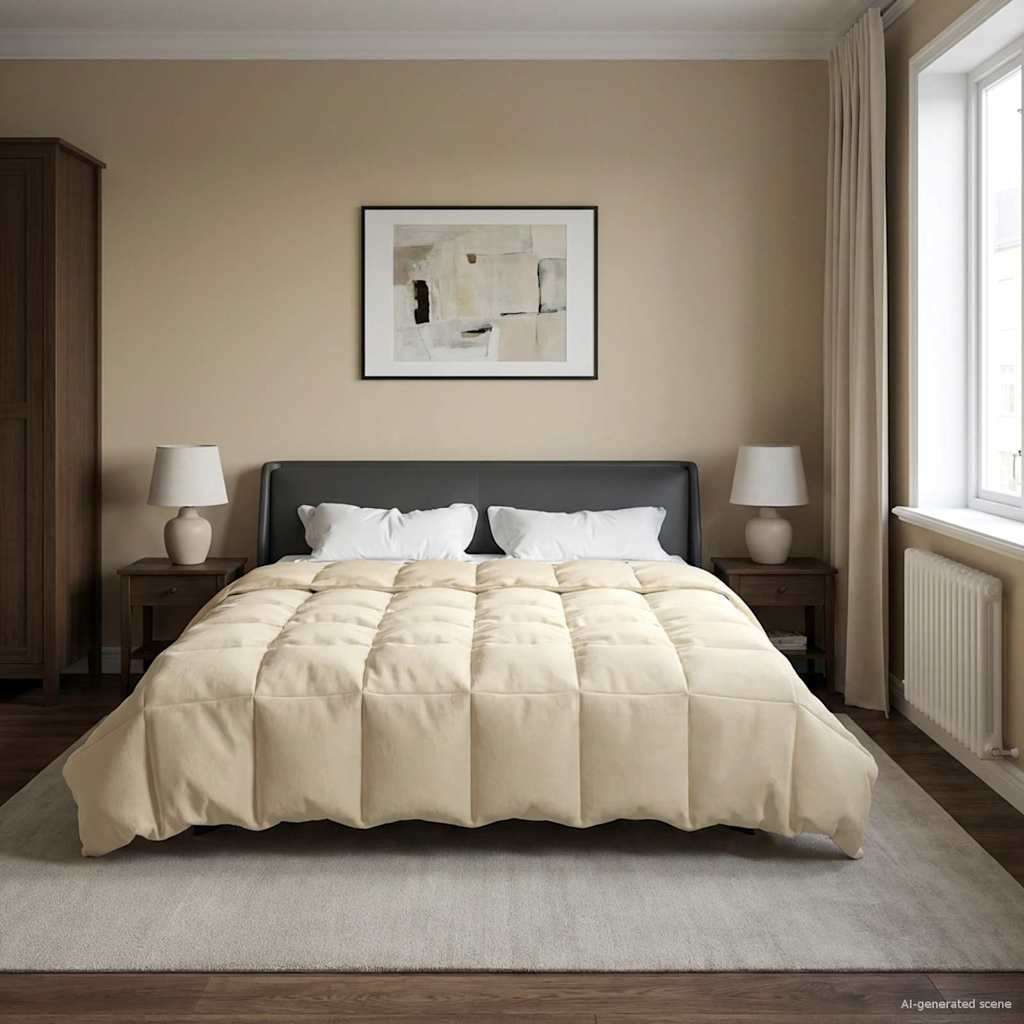 vidaXL Ganzjahresbettdecke Gepolstert Creme 200 x 220 cm Mikrofaser