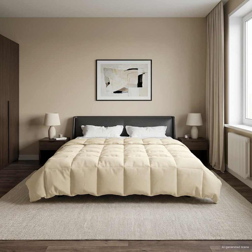 vidaXL Ganzjahresbettdecke Gepolstert Creme 220 x 240 cm Mikrofaser
