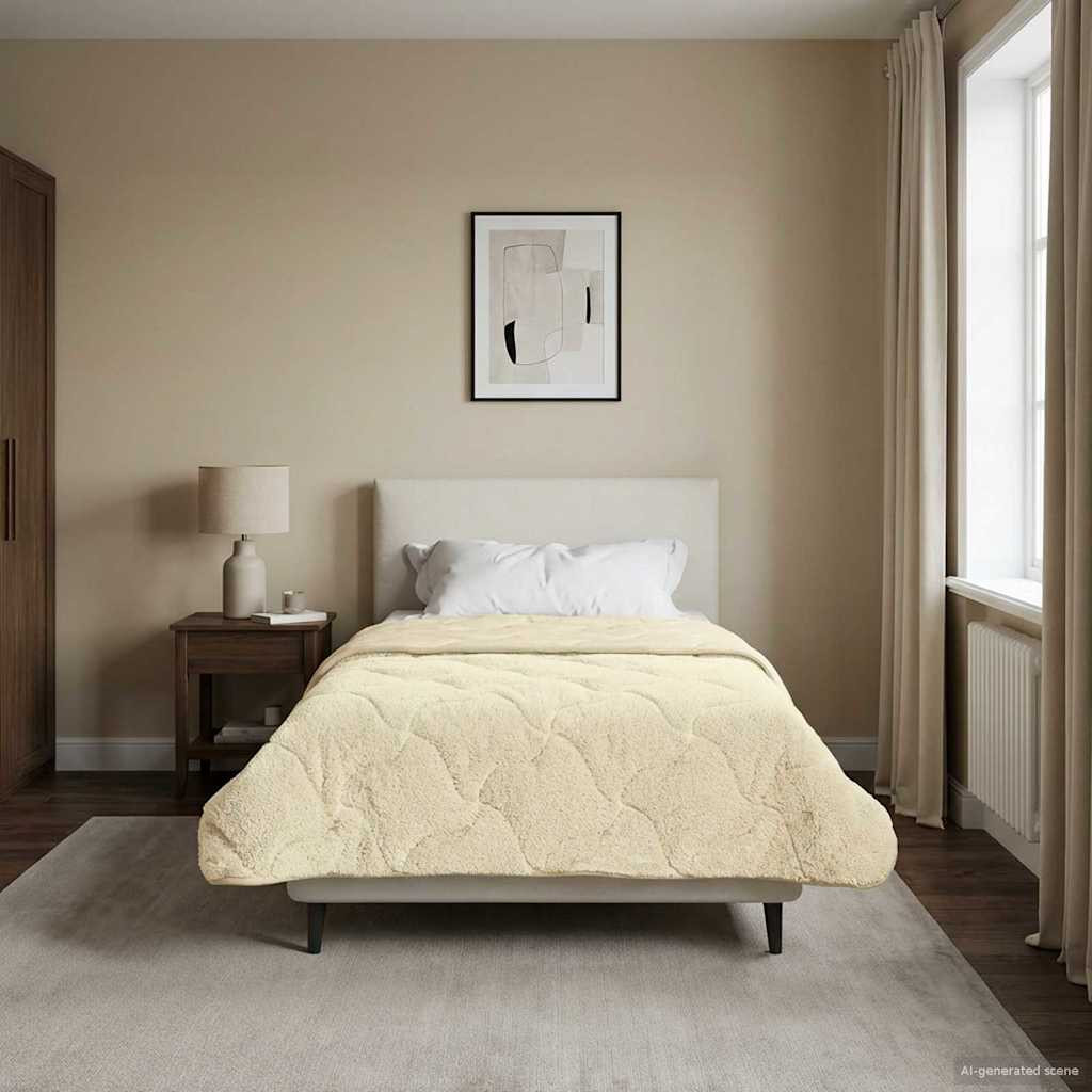 vidaXL Ganzjahresbettdecke Gepolstert Creme 135 x 200 cm