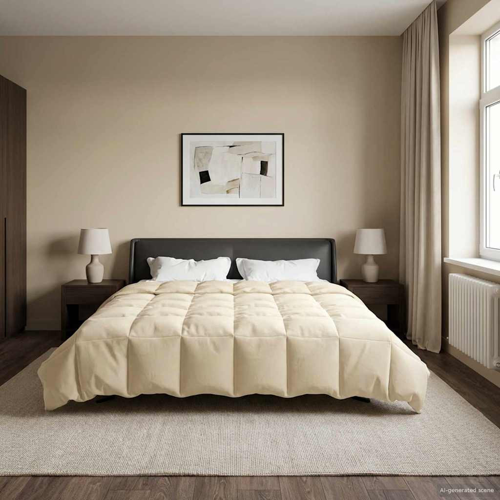vidaXL Ganzjahresbettdecke Gepolstert Creme 240 x 260 cm Mikrofaser