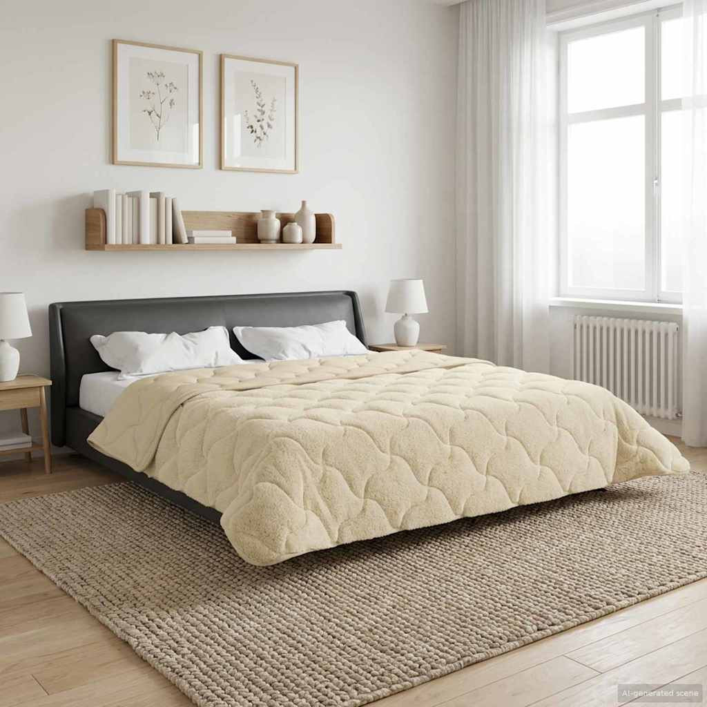 vidaXL Ganzjahresbettdecke Gepolstert Creme 200 x 200 cm