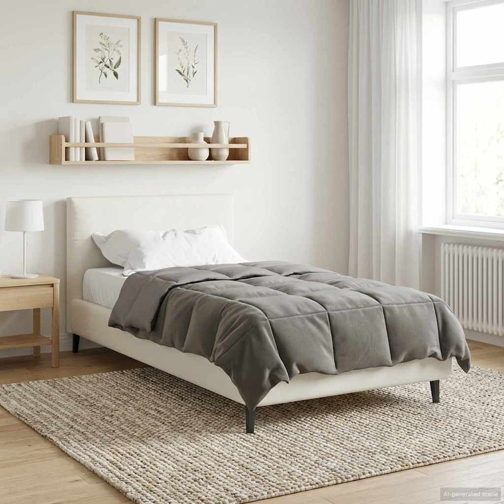 vidaXL Winterbettdecke Gepolstert Hellgrau 135 x 200 cm Mikrofaser