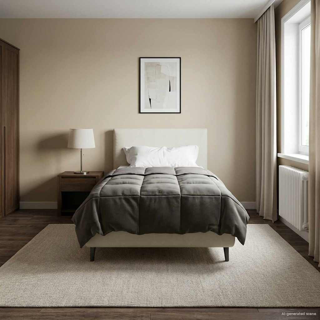 vidaXL Winterbettdecke Gepolstert Hellgrau 140 x 220 cm Mikrofaser
