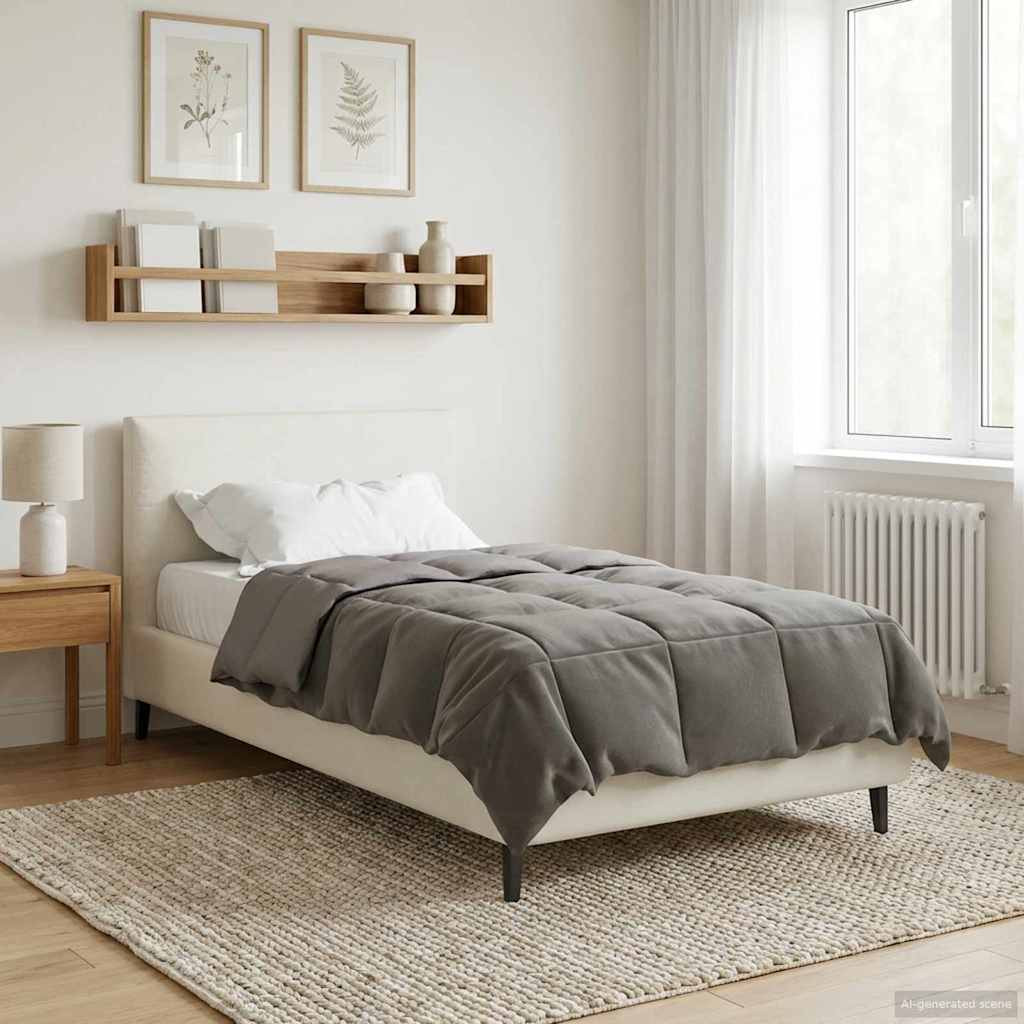 vidaXL Winterbettdecke Gepolstert Hellgrau 155 x 200 cm Mikrofaser
