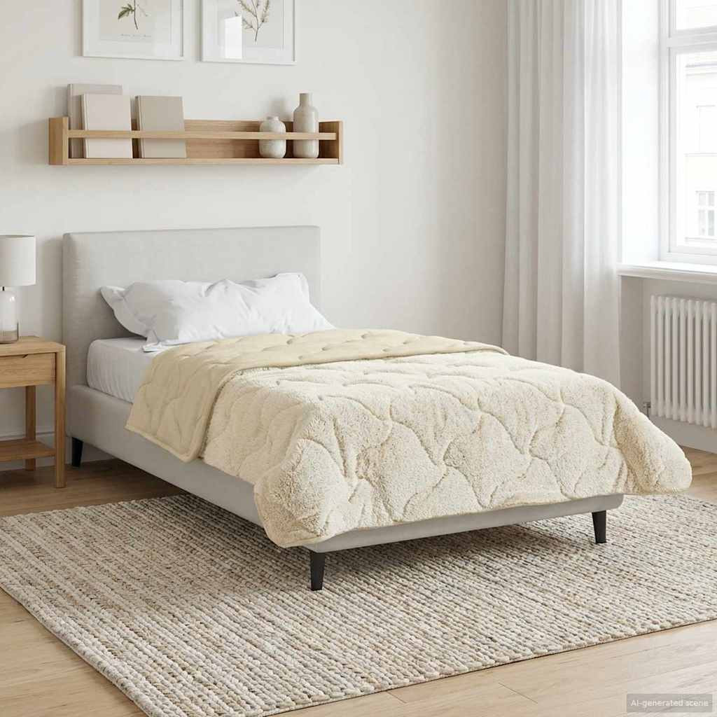 vidaXL Ganzjahresbettdecke Gepolstert Creme 135 x 220 cm