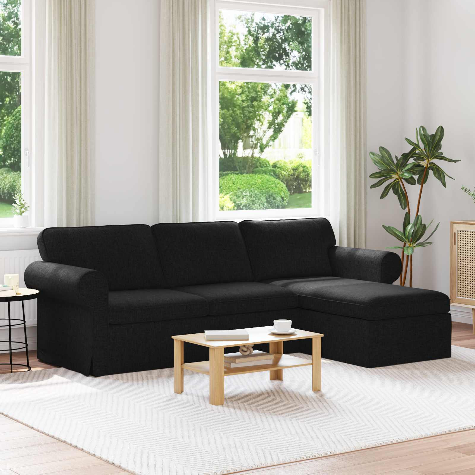 vidaXL Sofa Schwarz 245 x 138 x 80 cm Stoff