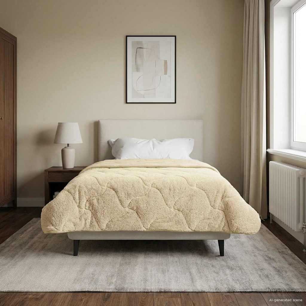 vidaXL Ganzjahresbettdecke Gepolstert Creme 140 x 220 cm