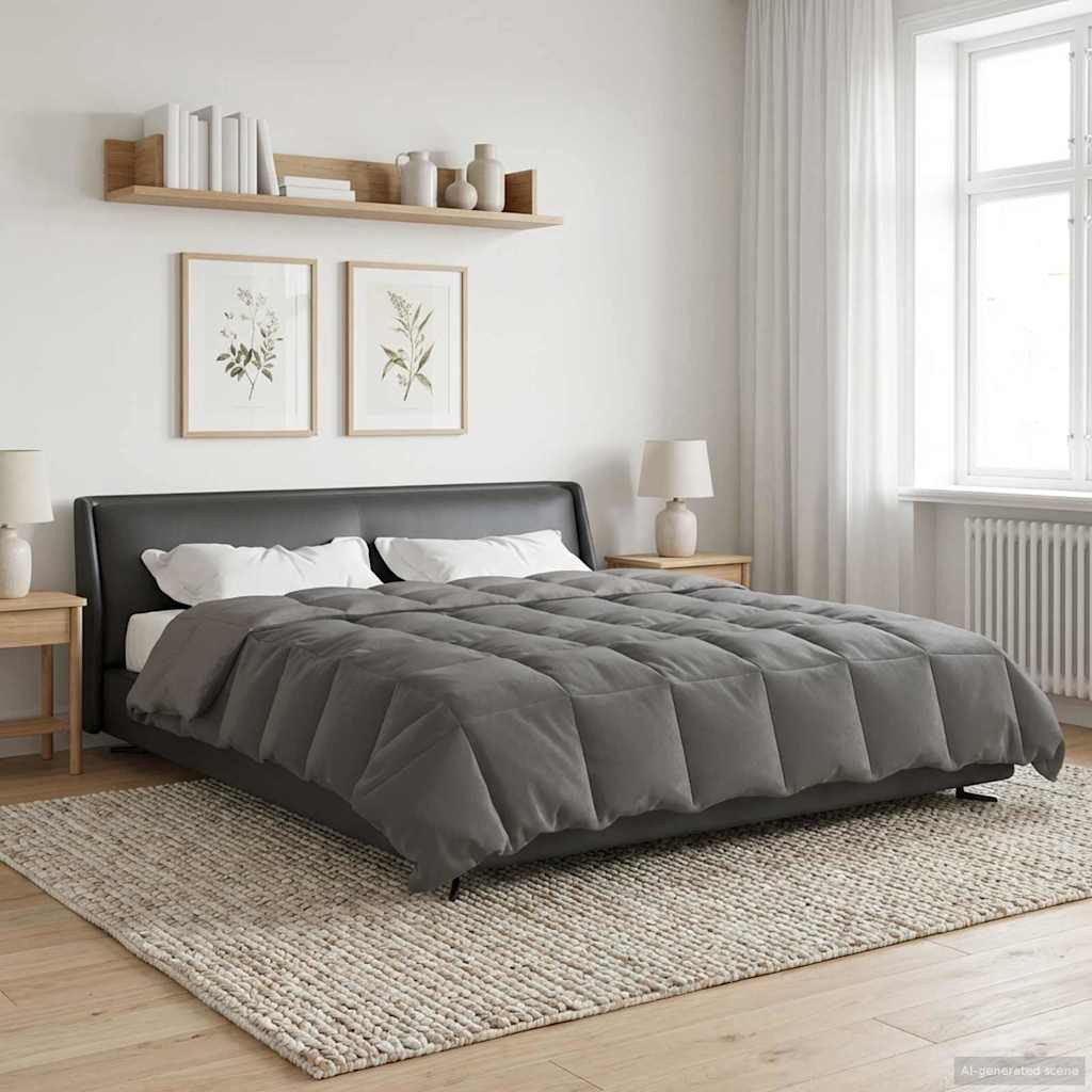 vidaXL Winterbettdecke Gepolstert Hellgrau 200 x 240 cm Mikrofaser