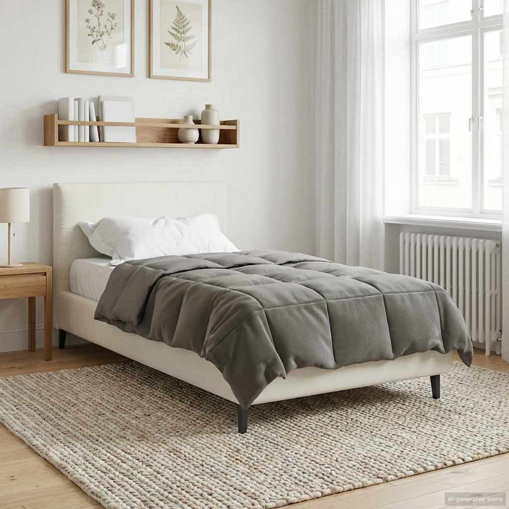 vidaXL Winterbettdecke Gepolstert Hellgrau 135 x 200 cm Mikrofaser