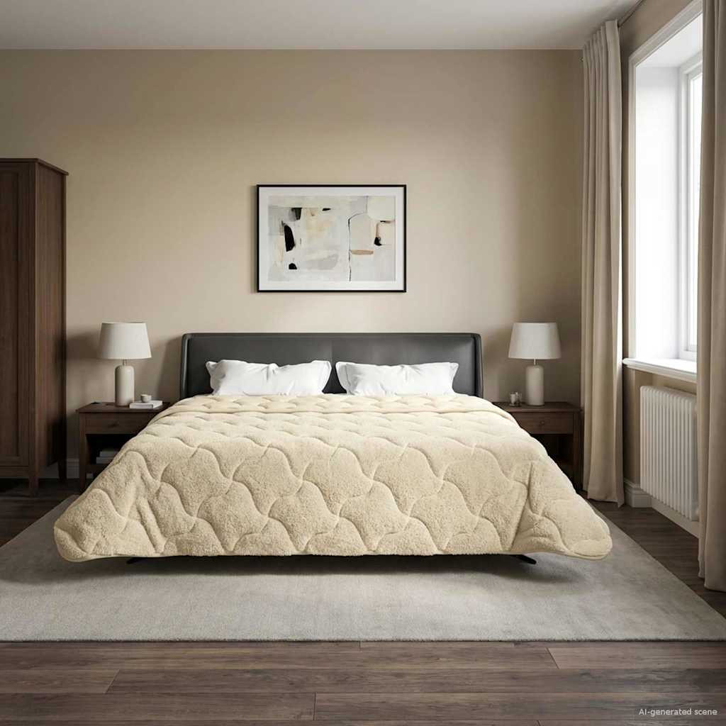 vidaXL Ganzjahresbettdecke Gepolstert Creme 200 x 220 cm